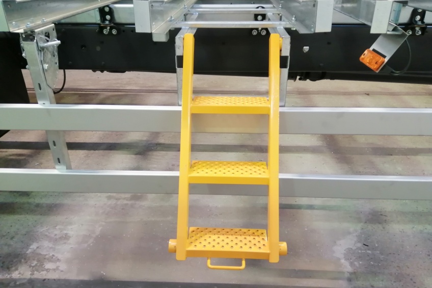 our work, access step, pull out platform step, body step, access